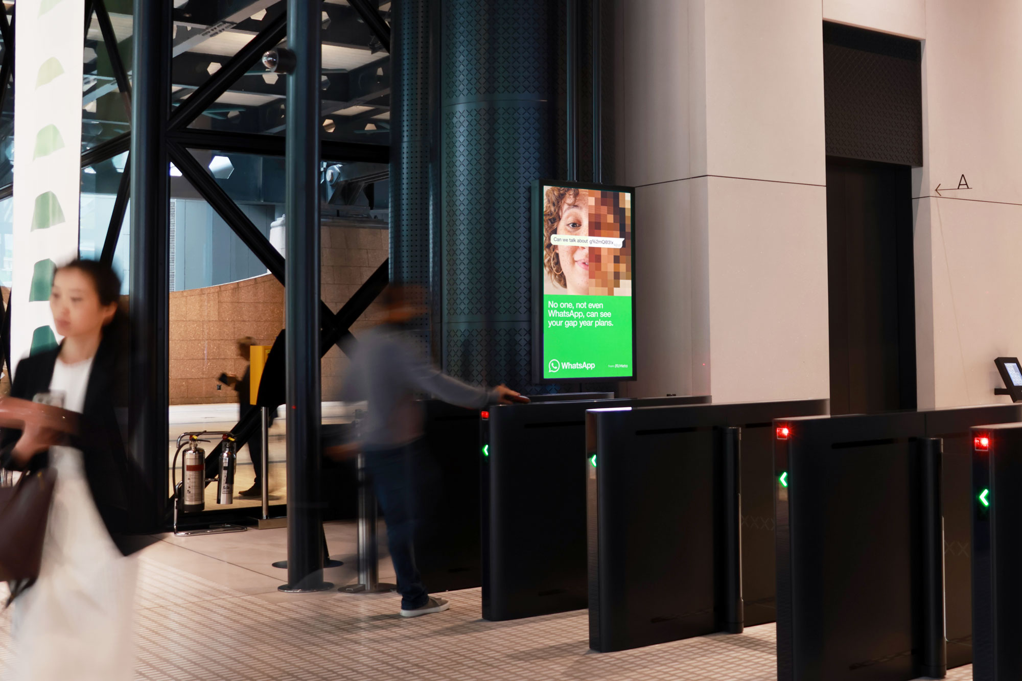 WhatsApp campaign on ECN screen at Exchange House, London